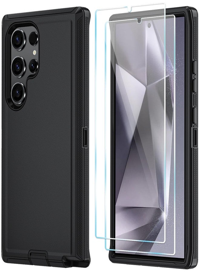 ONOLA Compatible with Samsung Galaxy S24 Ultra Case with HD Screen Protector, Heavy Duty Shockproof & Dropproof 3-Layer Cover Phone Case for Galaxy S24 Ultra 6.8'',Black - Image 1