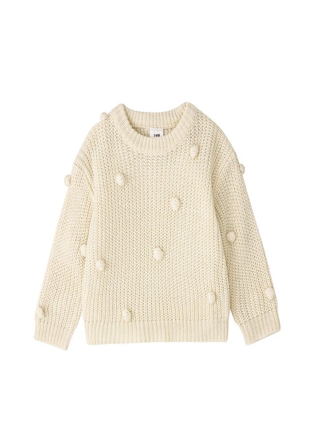 FOCICI 2T Girl Clothes Cute Knit Sweater Warm Crewneck Long Sleeve Tops Pullover Sweatshirt Fall Winter Outfits Apricot 18-24 Months - Image 1