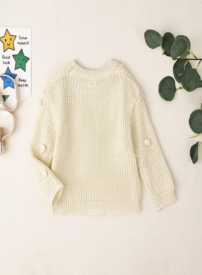 FOCICI 2T Girl Clothes Cute Knit Sweater Warm Crewneck Long Sleeve Tops Pullover Sweatshirt Fall Winter Outfits Apricot 18-24 Months - Image 3