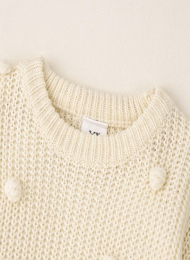 FOCICI 2T Girl Clothes Cute Knit Sweater Warm Crewneck Long Sleeve Tops Pullover Sweatshirt Fall Winter Outfits Apricot 18-24 Months - Image 4