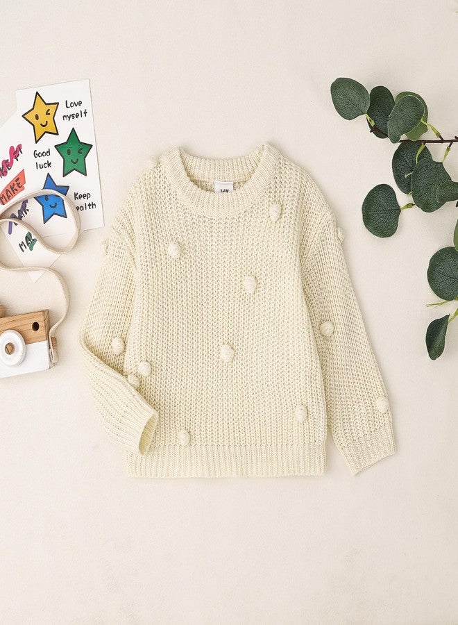 FOCICI 2T Girl Clothes Cute Knit Sweater Warm Crewneck Long Sleeve Tops Pullover Sweatshirt Fall Winter Outfits Apricot 18-24 Months - Image 2