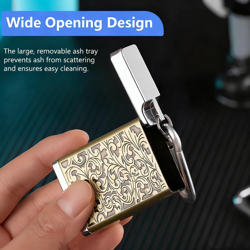 Portable Windproof Ashtray With Keychain Black For Travel Camping Hiking Outdoor Use - Image 4