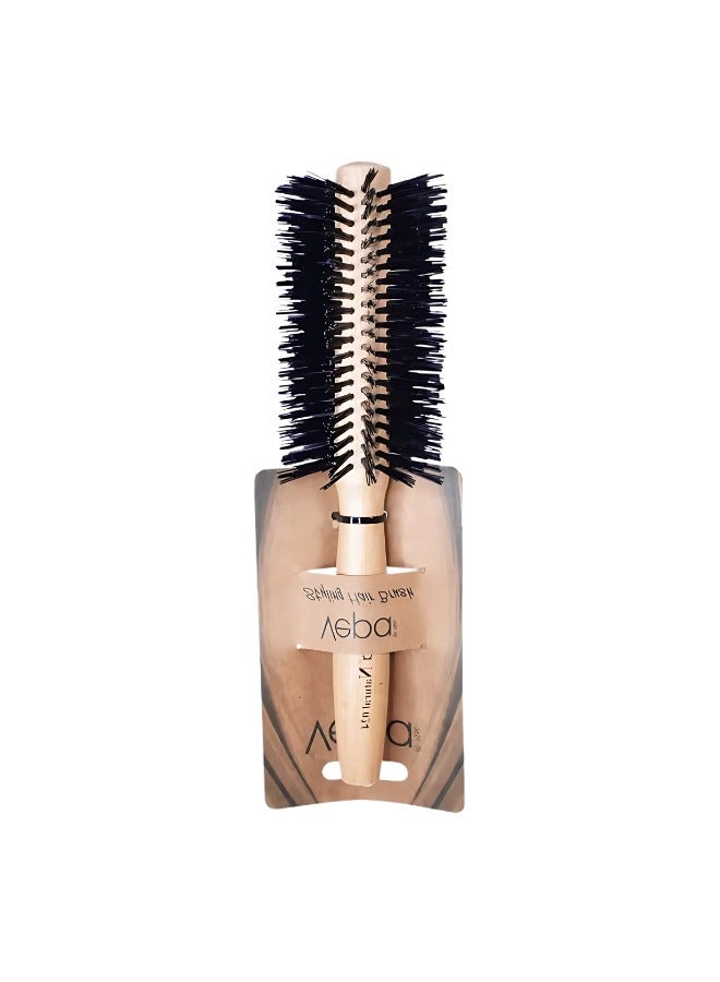 Vepa Vepa N-024 Natural Wooden Round Hair Brush – Anti-Static Blow-Dry Styling Brush with Soft Bristles & Ergonomic Grip | Heat & Water Resistant for All Hair Types | Beige