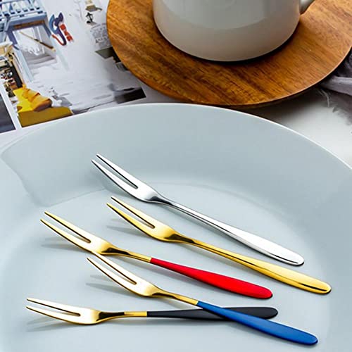 Leeonz Fruit Cake Appetizer Dessert Salad Forks, Mini Stainless-Steel Forks, Beautiful Colorful Forks for Party Restaurant, Set of 5, Black - Image 5