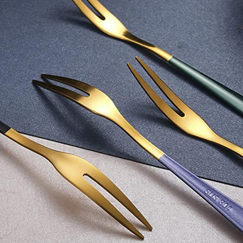 Leeonz Fruit Cake Appetizer Dessert Salad Forks, Mini Stainless-Steel Forks, Beautiful Colorful Forks for Party Restaurant, Set of 5, Black - Image 3