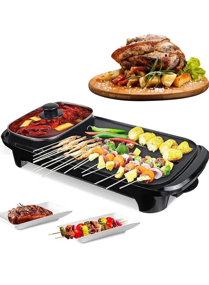 Olympia 2 in 1 Multifunctional Smokeless Non-stick Layer Electric BBQ Grill Baking Pan& Hot Pot With Oil Box - Image 1