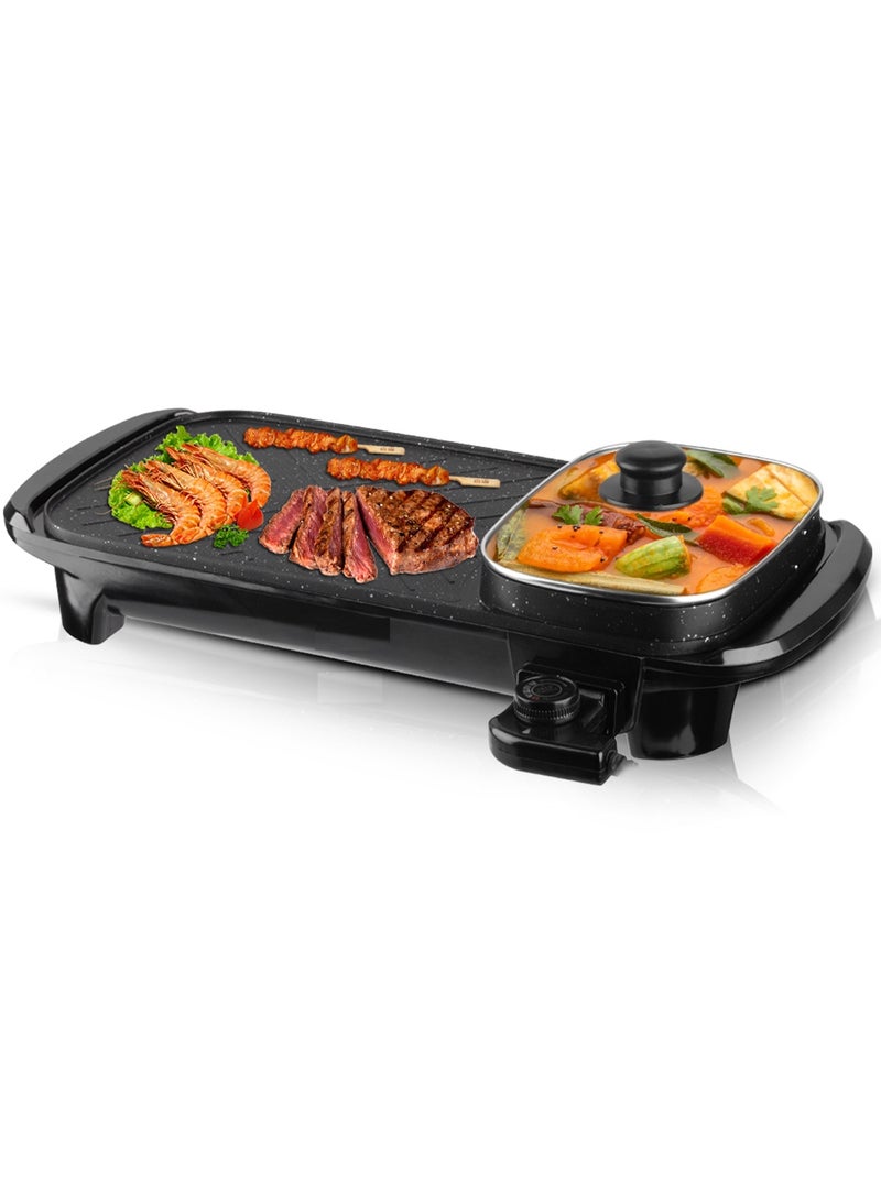 Olympia 2 in 1 Multifunctional Smokeless Non-stick Layer Electric BBQ Grill Baking Pan& Hot Pot With Oil Box - Image 5