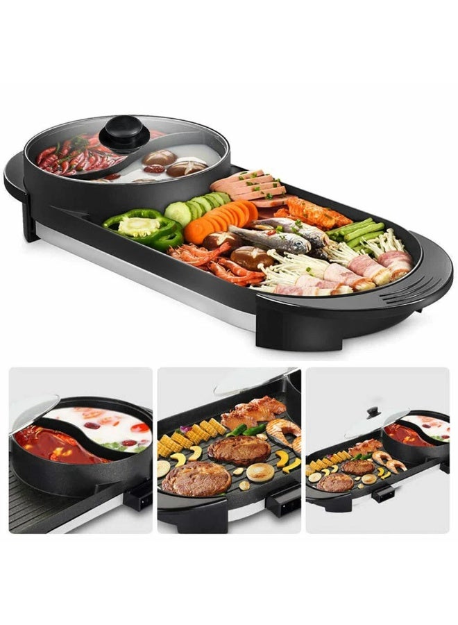 Olympia 2 in 1 Multifunctional Smokeless Non-stick Layer Electric BBQ Grill Baking Pan& Hot Pot With Oil Box - Image 3