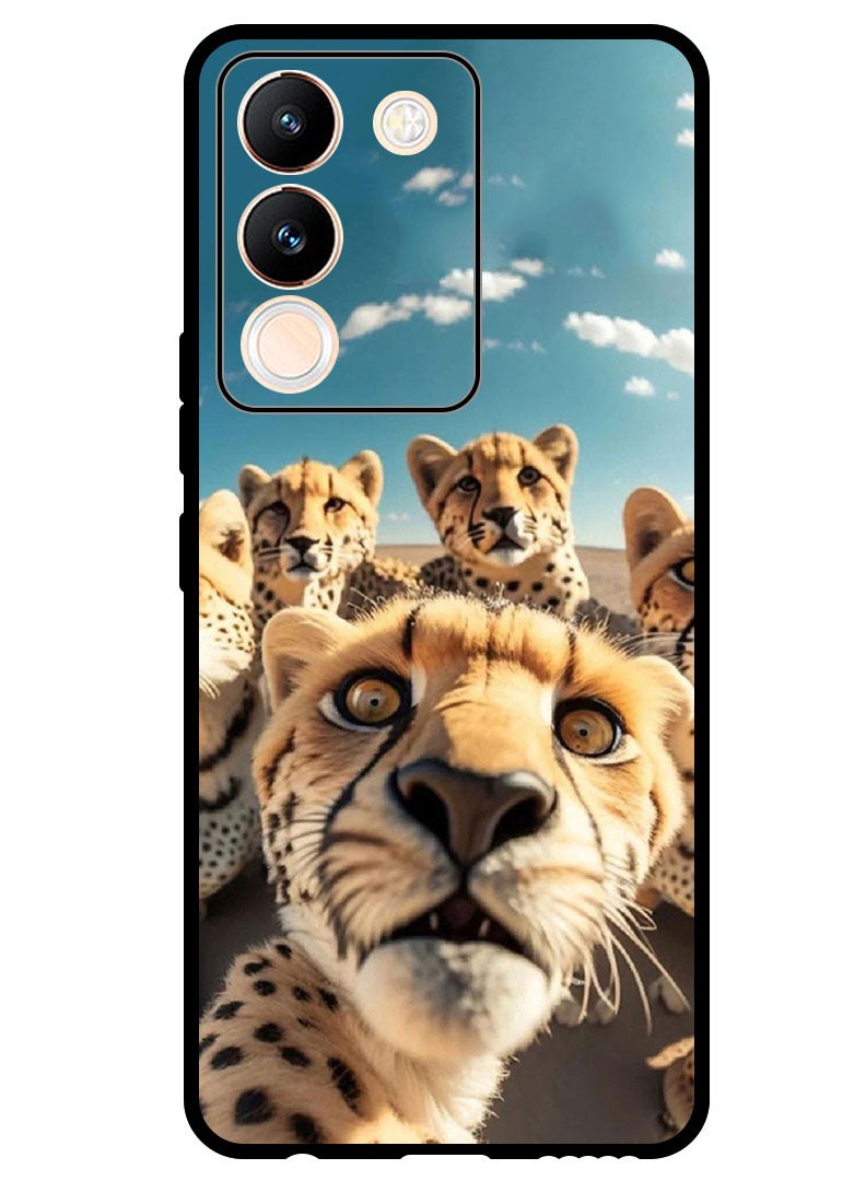 Theodor Protective Case Anti Scratch Shock Proof Bumper Cover For Vivo V29e Leopard Selfie - Image 1