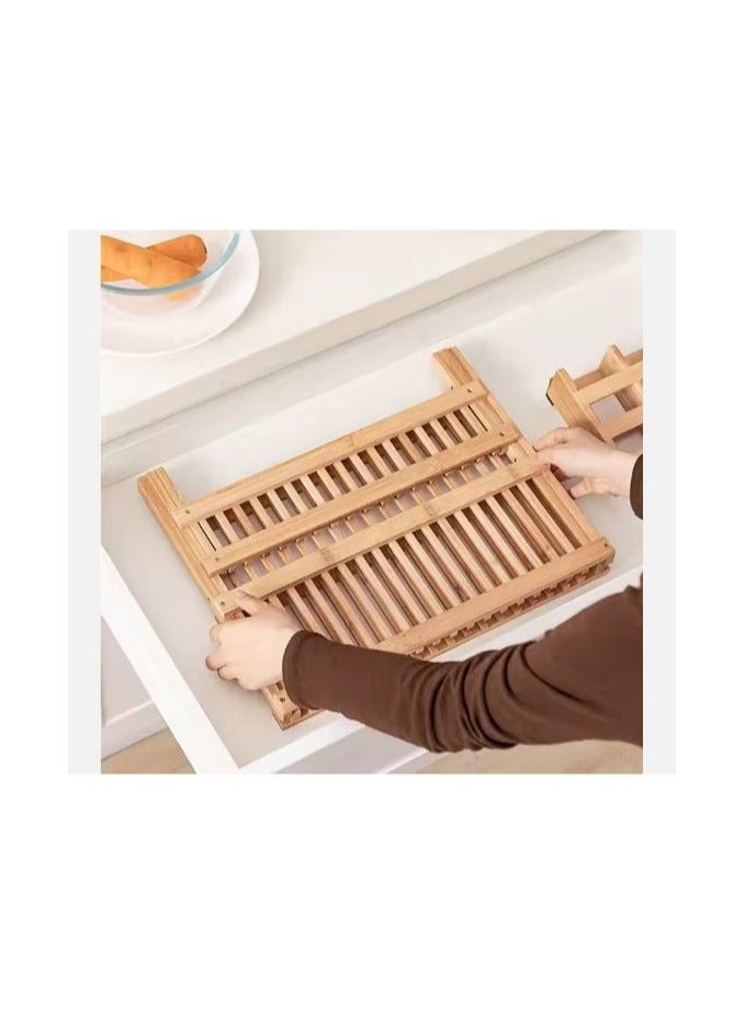 مجفف أطباق خشبي أنيق بتصميم قابل للطي - لمطبخ منظم وجميل - Image 3