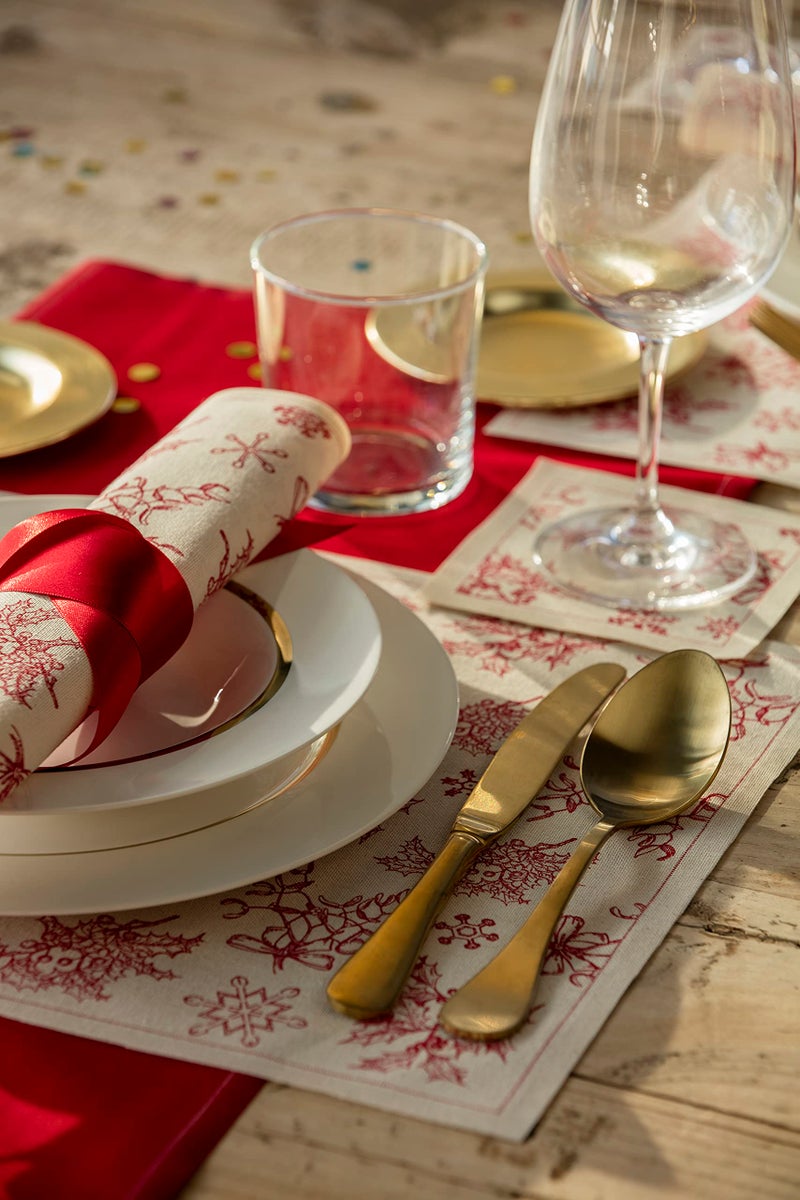 My Drap Recycled Cotton Cocktail Napkins On A Roll, Tear & Serve, Red Tartan Xmas (Small 4.5x4.5 Inch) 20 Luxury Disposable Bar Napkins, Perfect For Serving Drinks & Cocktails at Parties & Events. - Image 2