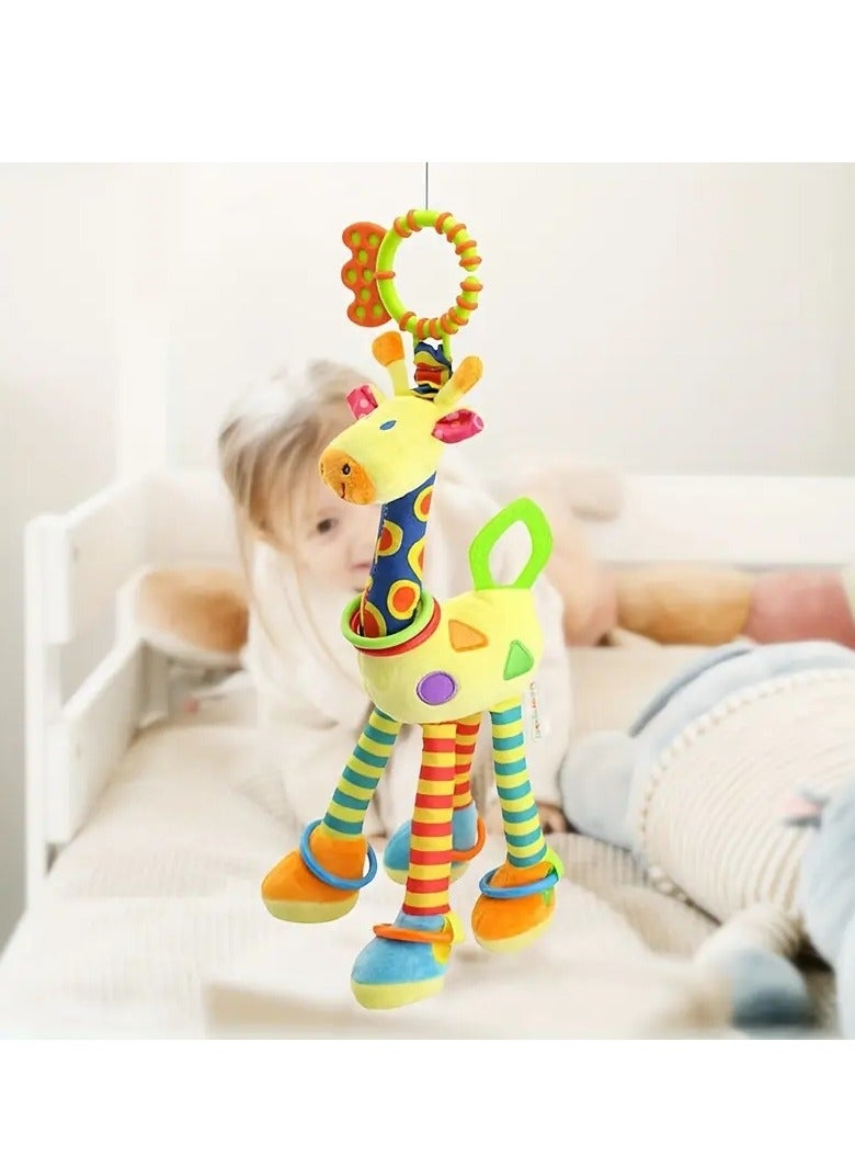 Gonice Stroller Hanging Toy Safety Plush Giraffe With Crisp Knock Ring, Perfer Toy Can Hanging On Safety Seat, Stroller Pendant, Crib Bed Bell  - Image 4