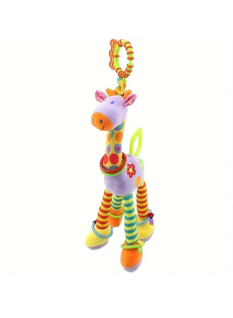Gonice Stroller Hanging Toy Safety Plush Giraffe With Crisp Knock Ring, Perfer Toy Can Hanging On Safety Seat, Stroller Pendant, Crib Bed Bell  - Image 1