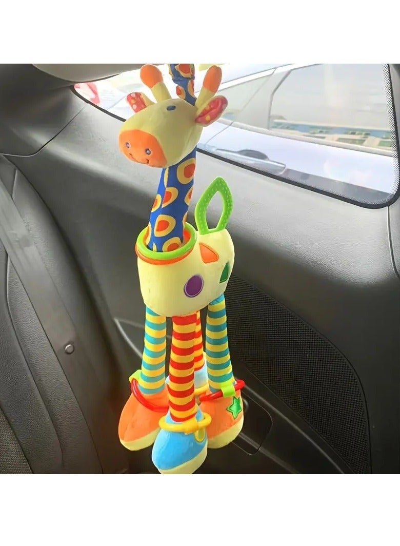 Gonice Stroller Hanging Toy Safety Plush Giraffe With Crisp Knock Ring, Perfer Toy Can Hanging On Safety Seat, Stroller Pendant, Crib Bed Bell  - Image 2
