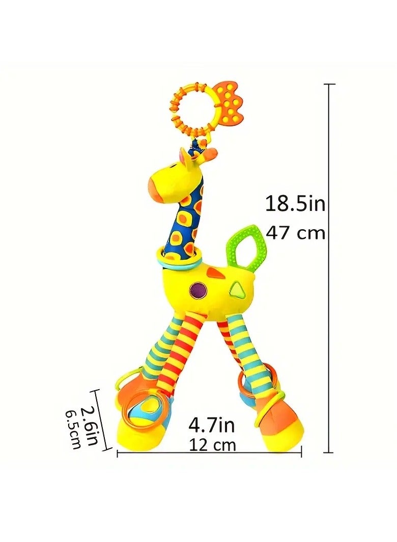 Gonice Stroller Hanging Toy Safety Plush Giraffe With Crisp Knock Ring, Perfer Toy Can Hanging On Safety Seat, Stroller Pendant, Crib Bed Bell  - Image 3