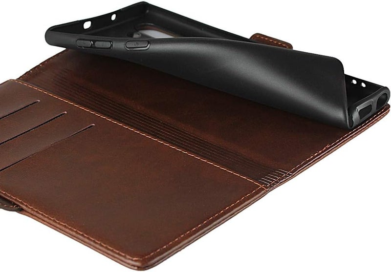 iCoverCase for Samsung Note 10 Case, PU Leather Wallet Case with Card Holder [Built-in Magnet] Shockproof Protective Flip Cover for Samsung Galaxy Note 10 - Dark Brown - Image 5