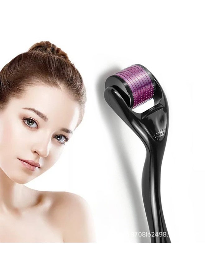 Face Wrinkles And Hair Loss Treatment Roller Black/Pink 5.2x1.1x1.2cm - Image 1