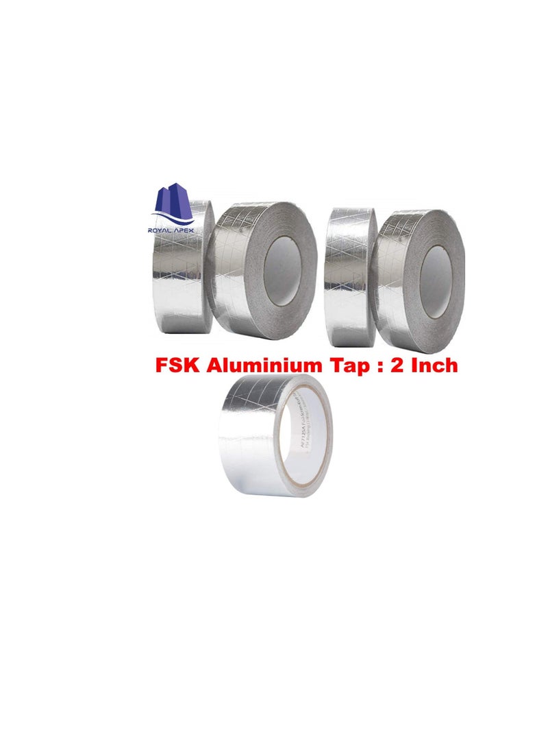 Multi-purpose Strong Aluminium Foil Adhesive Insulation Tape for Roof Leak Surface Crack Window Sill Gap Pipe Rupture Boat Sealing, Etc. 2 Inch Pack of 5 FSK Aluminium Tap  - Image 2