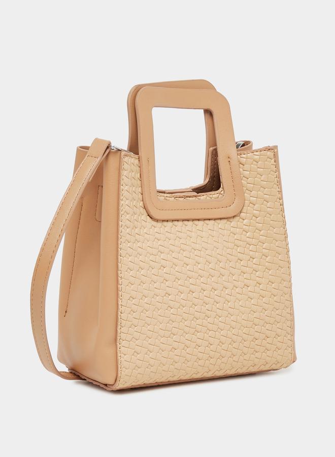 Styli Textured Handbag with Square Top Handle and Magnetic Closure - Image 1