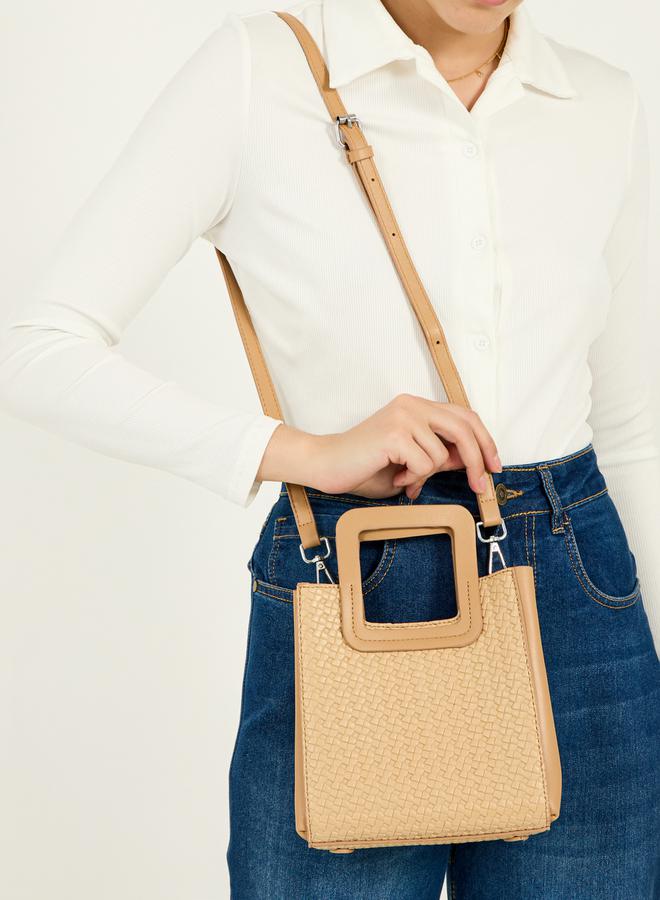 Styli Textured Handbag with Square Top Handle and Magnetic Closure - Image 3