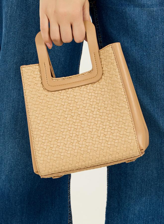 Styli Textured Handbag with Square Top Handle and Magnetic Closure - Image 4