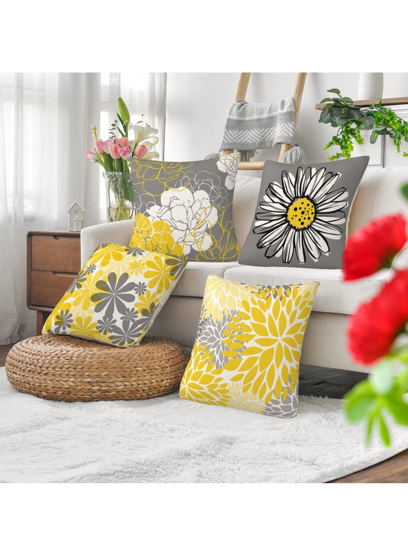 FASHION HOME مجموعة من 4 أغطية وسائد زخرفية لوسائد رمي لغرفة المعيشة وحديقة الديكور الخارجي - Image 1