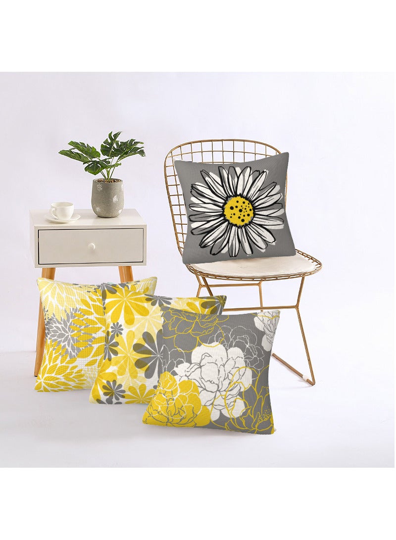FASHION HOME مجموعة من 4 أغطية وسائد زخرفية لوسائد رمي لغرفة المعيشة وحديقة الديكور الخارجي - Image 4
