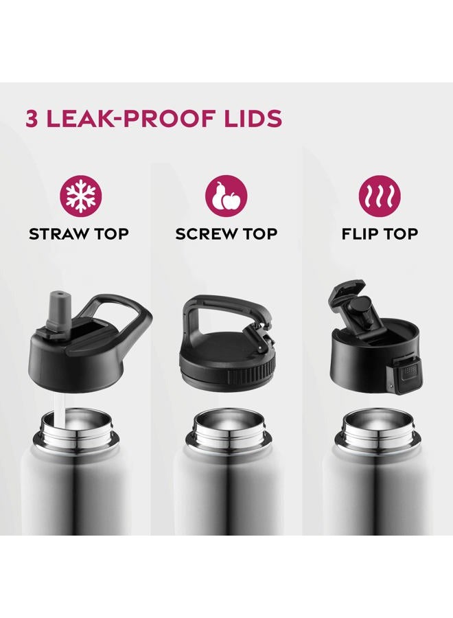 FINEDINE Triple Insulated Stainless Steel Water Bottle with Straw Lid - Flip Top Lid - Wide Mouth Cap (769ml) Insulated Water Bottles, Keeps Hot and Cold - Great for Hiking & Biking. - Image 4