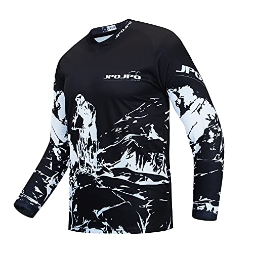 Weimostar Kids Cycling Jersey Long Sleeve Child Boy Girl Motocross T Shirt Mountain Bike Bicycle Clothes White Black Size YL - Image 1