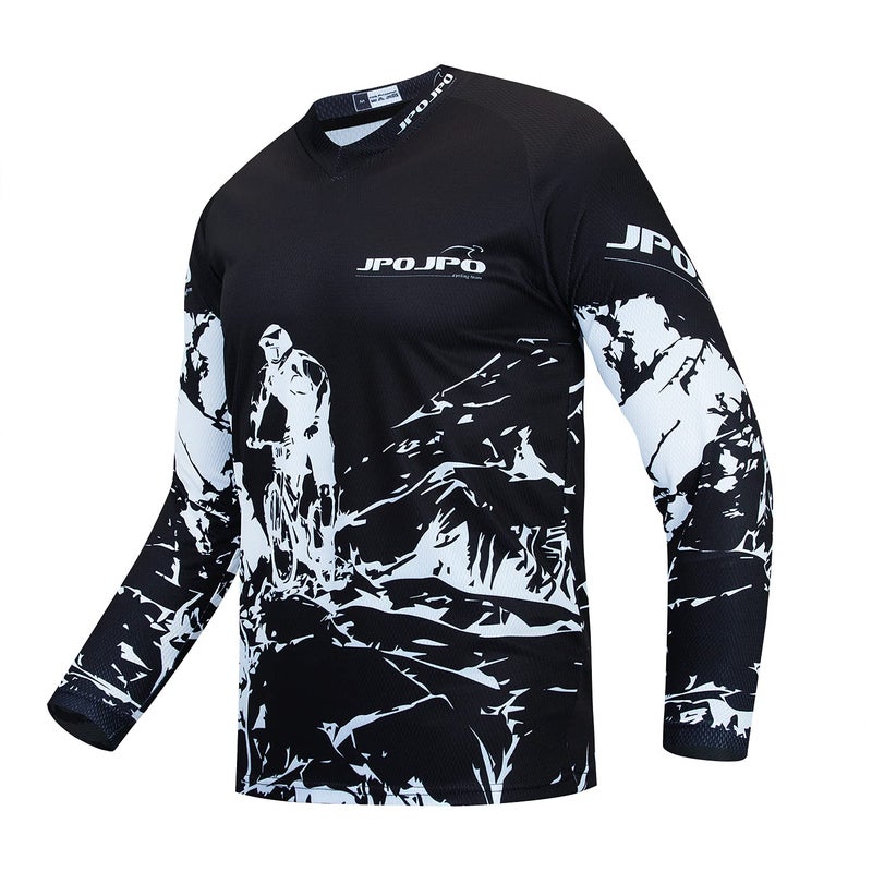 Weimostar Kids Cycling Jersey Long Sleeve Child Boy Girl Motocross T Shirt Mountain Bike Bicycle Clothes White Black Size YL - Image 3