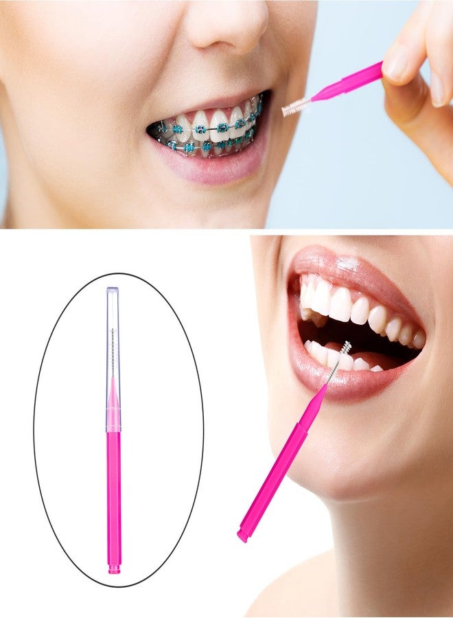 Patelai 100 Pieces Braces Dental Brush for Cleaner Interdental Toothpick Dental Tooth Flossing Head Oral Hygiene Flosser Toothpick Cleaners Tooth Tool(Pink,Portable Size - Image 5