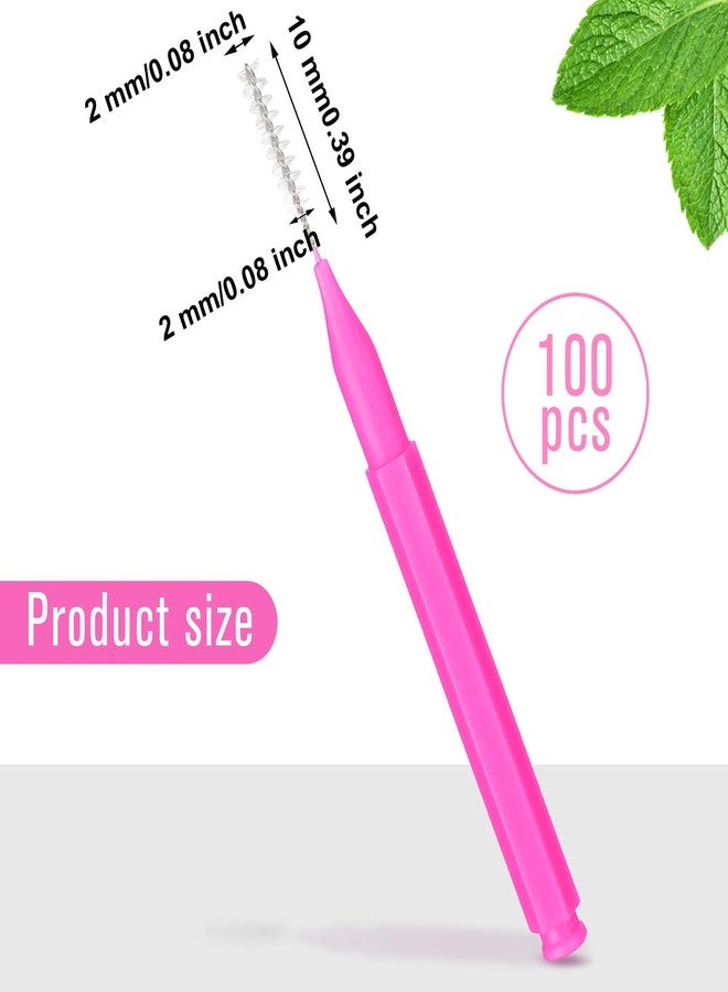 Patelai 100 Pieces Braces Dental Brush for Cleaner Interdental Toothpick Dental Tooth Flossing Head Oral Hygiene Flosser Toothpick Cleaners Tooth Tool(Pink,Portable Size - Image 2