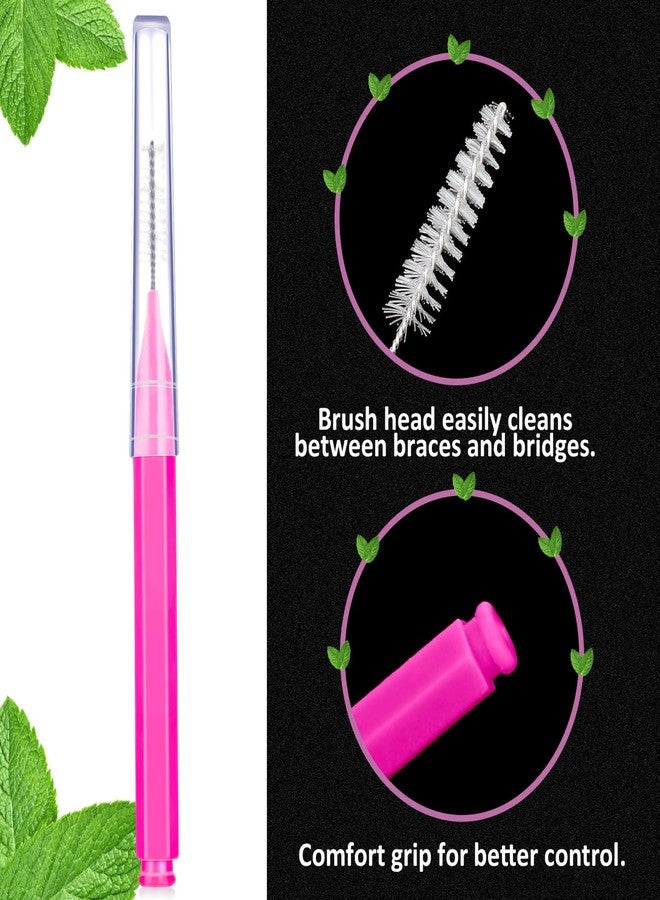 Patelai 100 Pieces Braces Dental Brush for Cleaner Interdental Toothpick Dental Tooth Flossing Head Oral Hygiene Flosser Toothpick Cleaners Tooth Tool(Pink,Portable Size - Image 4