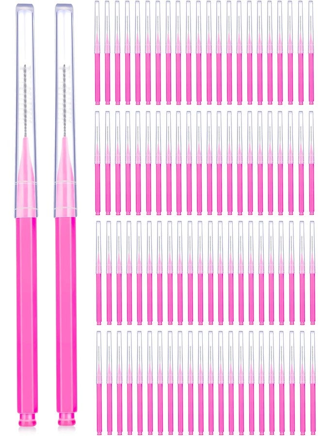 Patelai 100 Pieces Braces Dental Brush for Cleaner Interdental Toothpick Dental Tooth Flossing Head Oral Hygiene Flosser Toothpick Cleaners Tooth Tool(Pink,Portable Size - Image 1