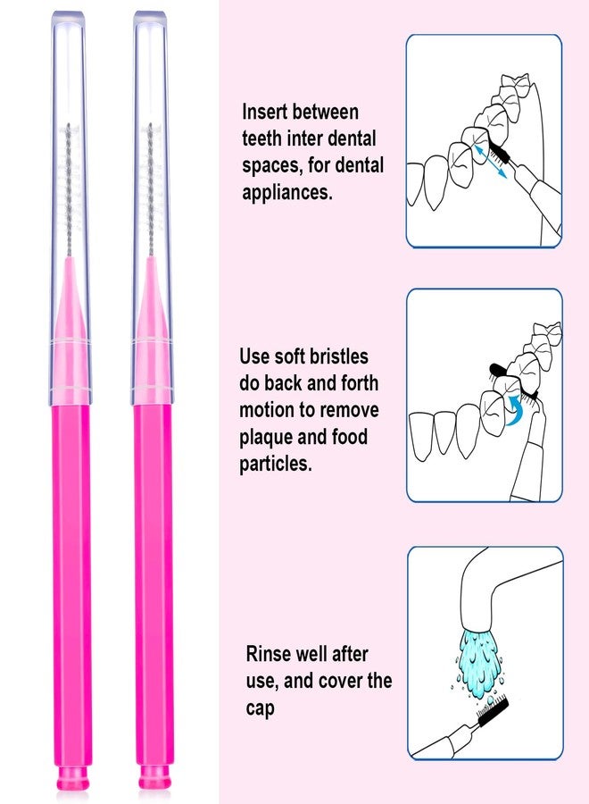 Patelai 100 Pieces Braces Dental Brush for Cleaner Interdental Toothpick Dental Tooth Flossing Head Oral Hygiene Flosser Toothpick Cleaners Tooth Tool(Pink,Portable Size - Image 3