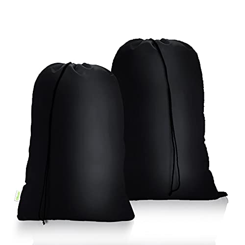 OTraki Medium Laundry Bag 24x32 inch Heavy Duty Travel Dirty Clothes Bag 2pcs Machine Washable Laundry Bag with Drawstring Closure for Home Dorm, Drying Do Not Exceed 176℉ Black - Image 1
