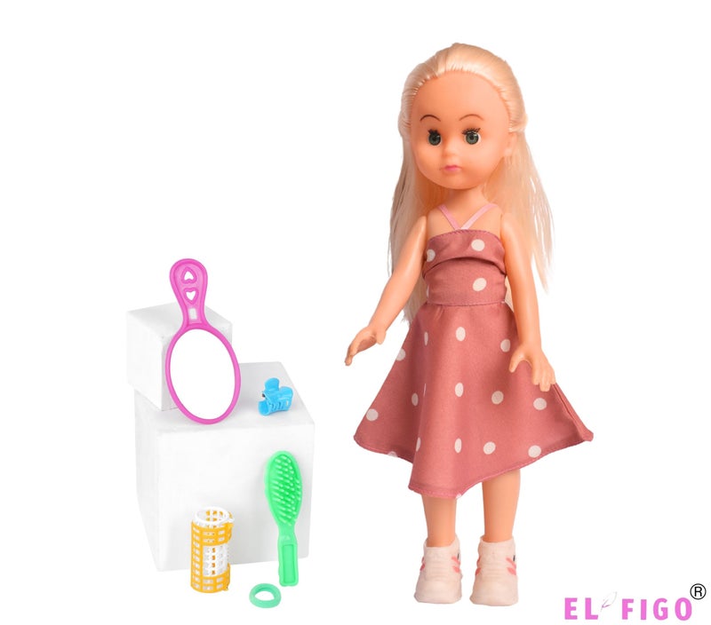 EL FIGO Cute Little Girl Doll for Kids in Printed Dress Suitable for Kids Age 02 Years & Above (33 cm / 13 inch Tall Doll) - Image 2