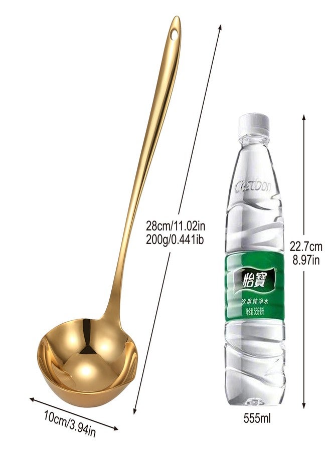 Mafier 4.Oz 18/10 Stainless Steel Kitchen Ladle Cooking Utensils with 11.8-Inch Handle,Heavy Duty Serving Large Soup Spoon,Dishwasher Safe(Gold) - Image 2