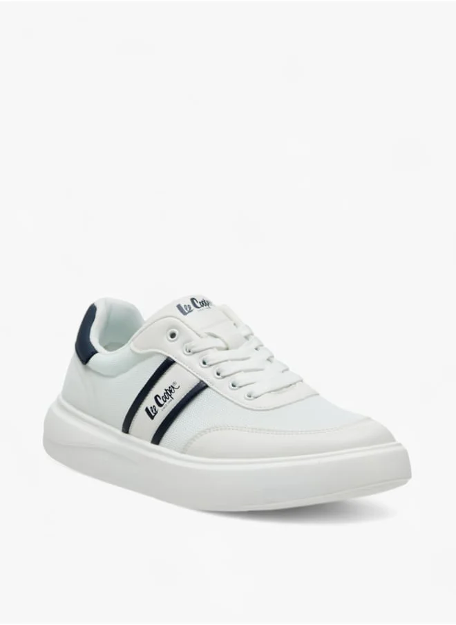 لي كوبر Men's Logo Print Panelled Sneakers with Lace-Up Closure