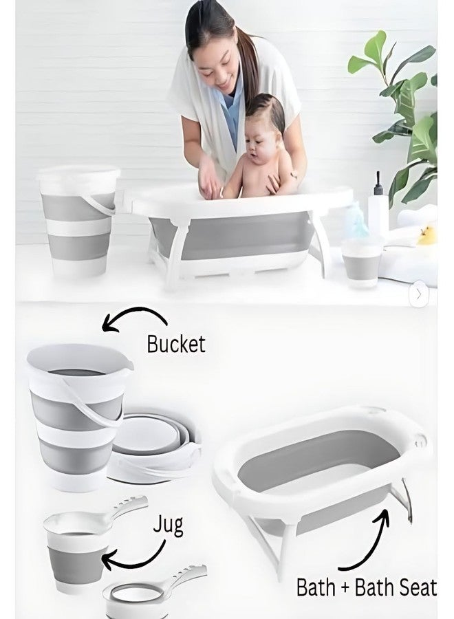 GLOWICK New Born Bathtub Plastic Safety Bath Tubs Set Multifunctional Foldable Bathing Kit Accessories for Home and Bathroom Daily use (1Pcs) - Image 5