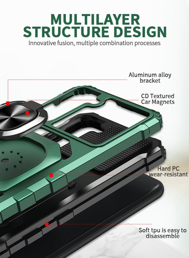 GROIC For Samsung Galaxy S23 Plus Case, Heavy Duty Shockproof Solid Ring Stand Phone Cover, Four Corner Shell, Magnetic Car Case 6.6 Inch (Green)  - Image 2