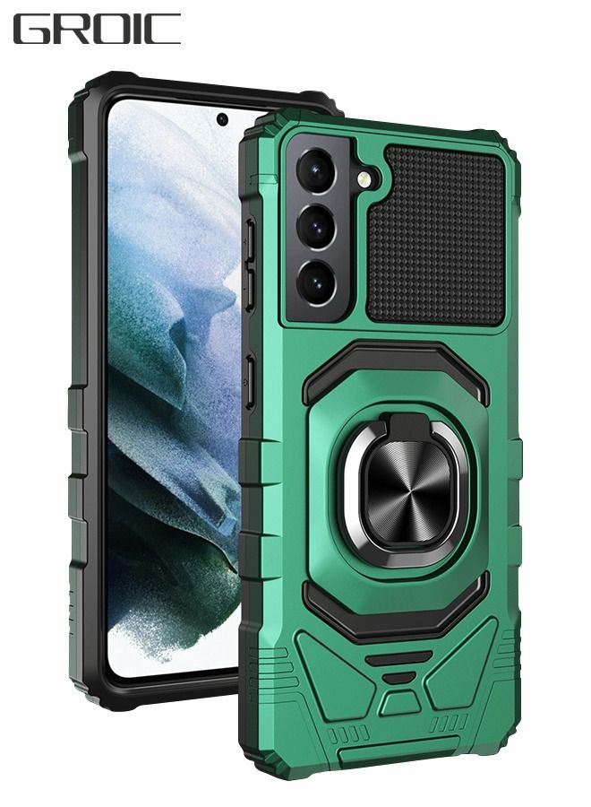 GROIC For Samsung Galaxy S23 Plus Case, Heavy Duty Shockproof Solid Ring Stand Phone Cover, Four Corner Shell, Magnetic Car Case 6.6 Inch (Green)  - Image 1