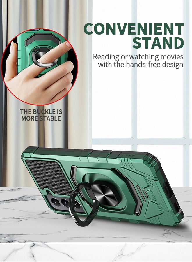 GROIC For Samsung Galaxy S23 Plus Case, Heavy Duty Shockproof Solid Ring Stand Phone Cover, Four Corner Shell, Magnetic Car Case 6.6 Inch (Green)  - Image 3
