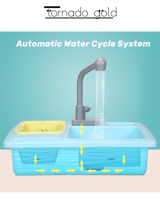 تورنيدو جولد ألعاب حوض المطبخ التعليمية المبكرة محاكاة غسالة الصحون دورة المياه الأوتوماتيكية وظيفة تصريف المياه الكهربائية ألعاب غسالة الصحون للأطفال - Image 3