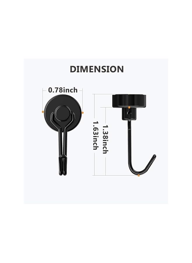 promass Magnetic Hooks, Heavy Duty Strong Neodymium Magnet Hook 30 Lbs with Rust Proof for Indoor Outdoor Hanging, Refrigerator, Grill, Kitchen, Key Holder, Locker, Classroom, Black, Pack of 8 - Image 2
