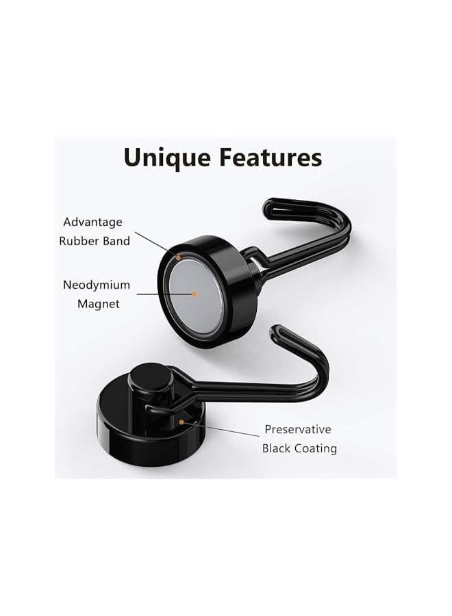 promass Magnetic Hooks, Heavy Duty Strong Neodymium Magnet Hook 30 Lbs with Rust Proof for Indoor Outdoor Hanging, Refrigerator, Grill, Kitchen, Key Holder, Locker, Classroom, Black, Pack of 8 - Image 4