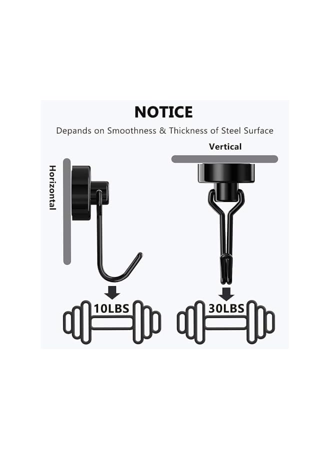 promass Magnetic Hooks, Heavy Duty Strong Neodymium Magnet Hook 30 Lbs with Rust Proof for Indoor Outdoor Hanging, Refrigerator, Grill, Kitchen, Key Holder, Locker, Classroom, Black, Pack of 8 - Image 3
