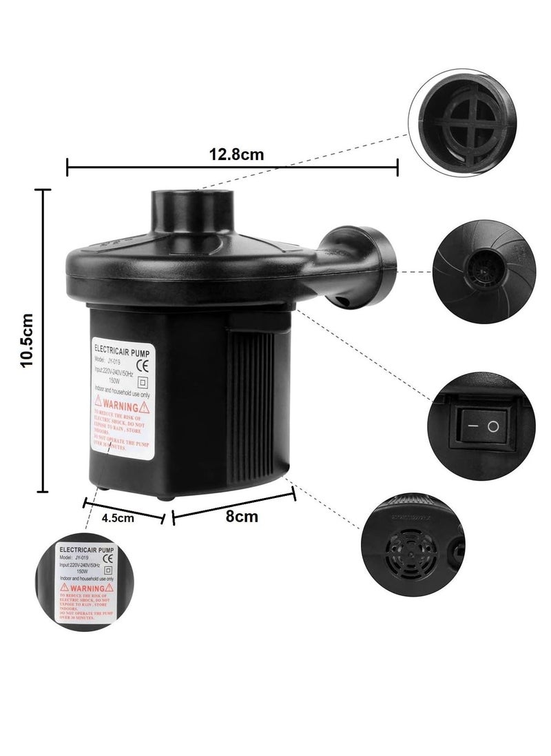 Electric Air Pump for Inflating, Perfect Inflator/Deflator, 3 Nozzles, Black, 0.44 kg, 3-Prong UK Plug