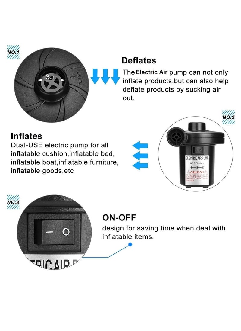 Electric Air Pump for Inflating, Perfect Inflator/Deflator, 3 Nozzles, Black, 0.44 kg, 3-Prong UK Plug