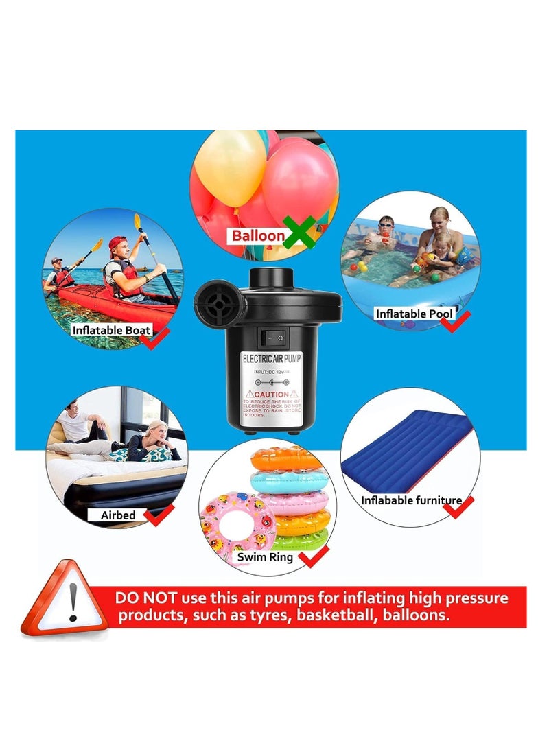 Electric Air Pump for Inflating, Perfect Inflator/Deflator, 3 Nozzles, Black, 0.44 kg, 3-Prong UK Plug
